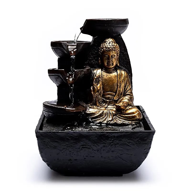 Buddha Bordfontän med LED-belysning – Feng Shui inredning