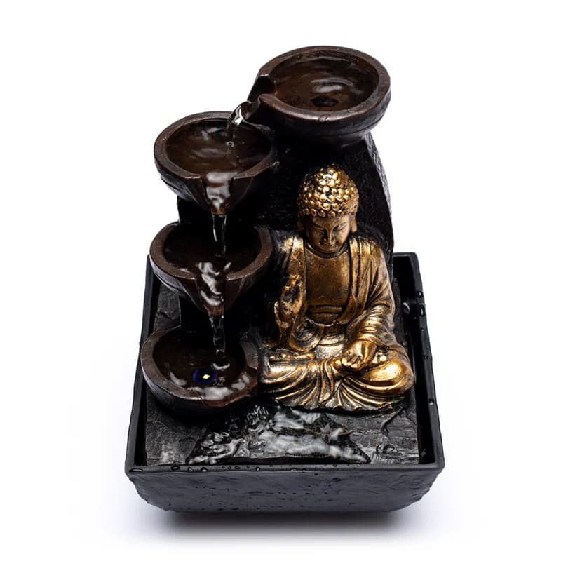 Buddha Bordfontän med LED-belysning – Feng Shui inredning