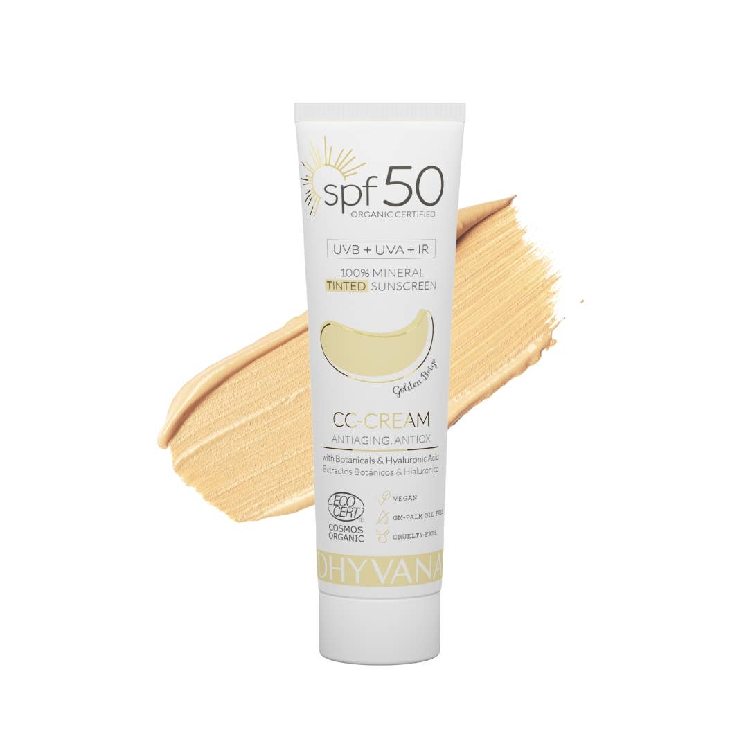 Dhyvana SPF50 CC-Cream, tonande solkräm för ansiktet