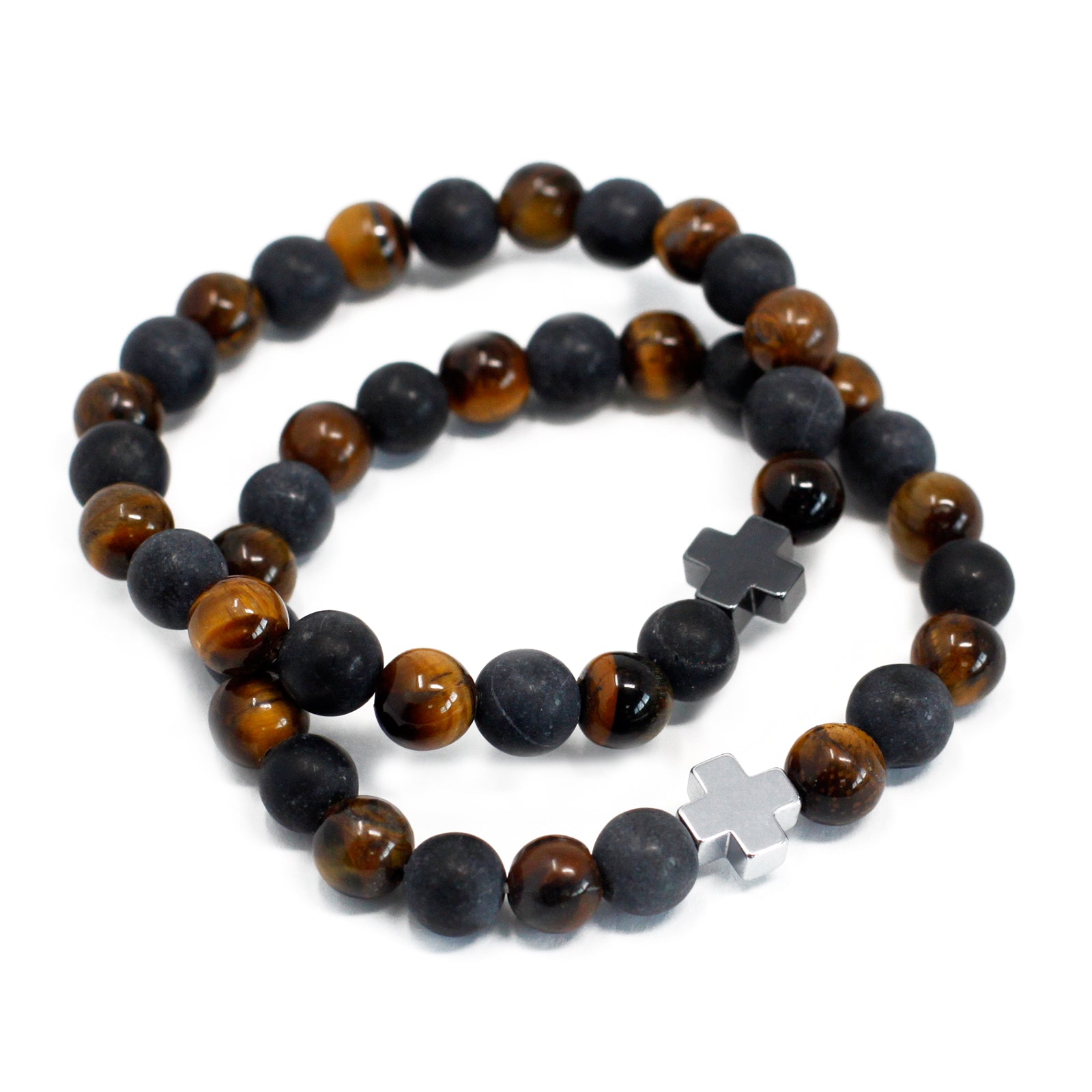 Friendship Bracelets - Power - Tiger Eye & Black Stone