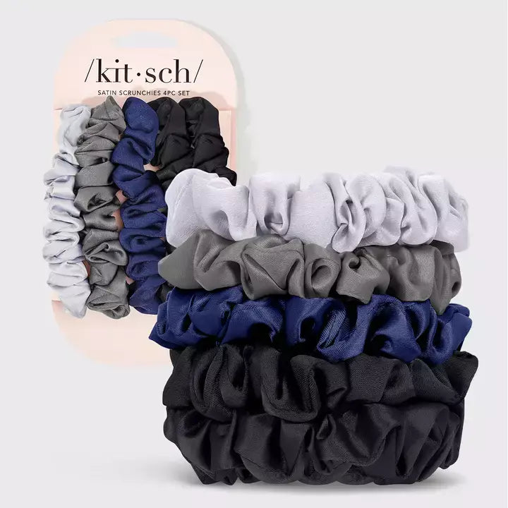 Kitsch Satin Petite Scrunchies 5st - Midnight