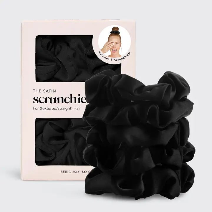 Kitsch The Satin Scrunchie 5kpl - svart