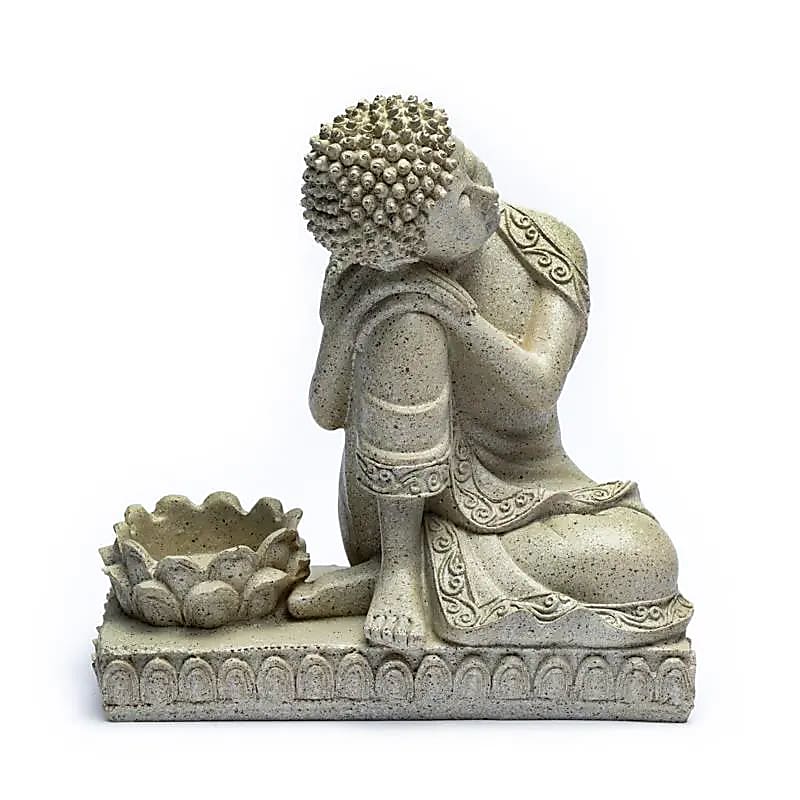 Buddha med ljushållare, grå