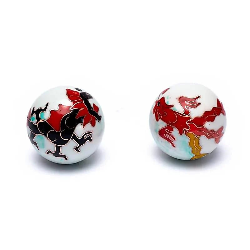 Kinesiska Baoding-kulor 4 cm Dragon & Phoenix