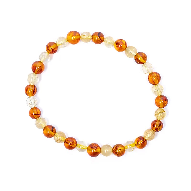 Armband 6mm Bärnsten & Citrin