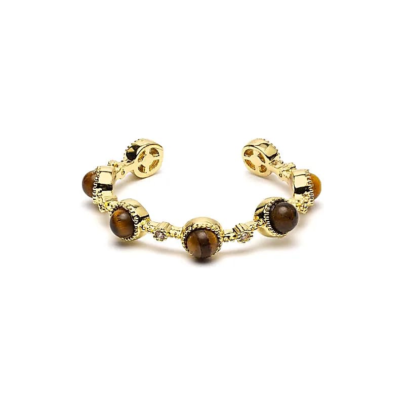 Tigeröga ring – guldfärgad och justerbar