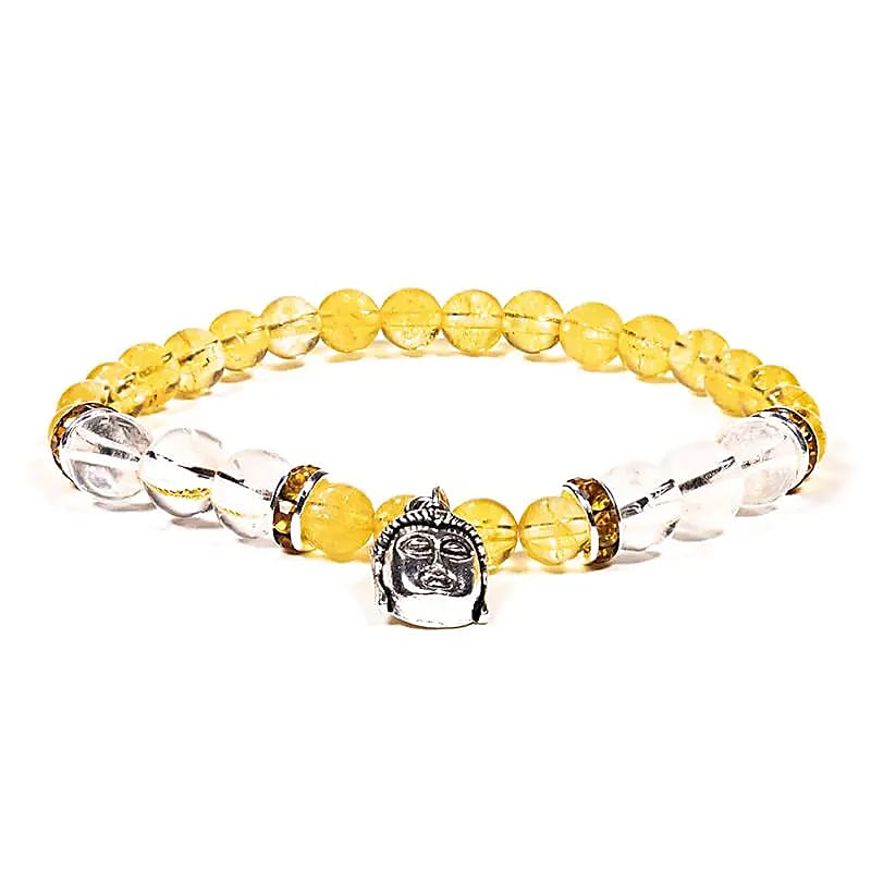 Bergkristall & Citrin Kristallarmband – Buddha