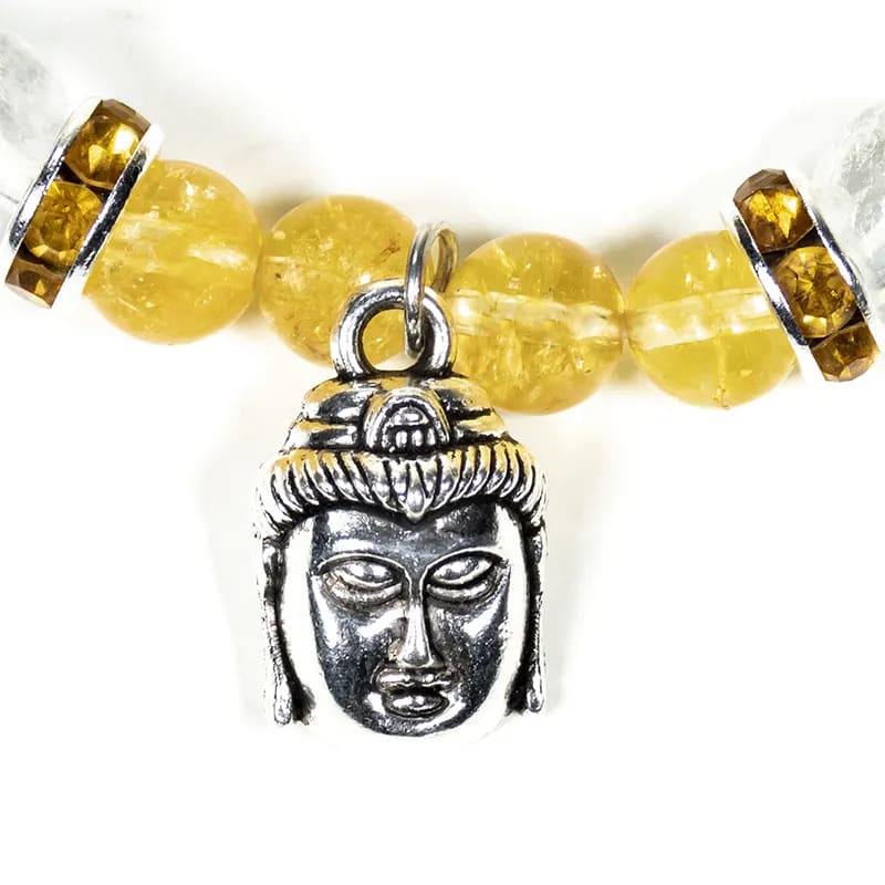 Bergkristall & Citrin Kristallarmband – Buddha