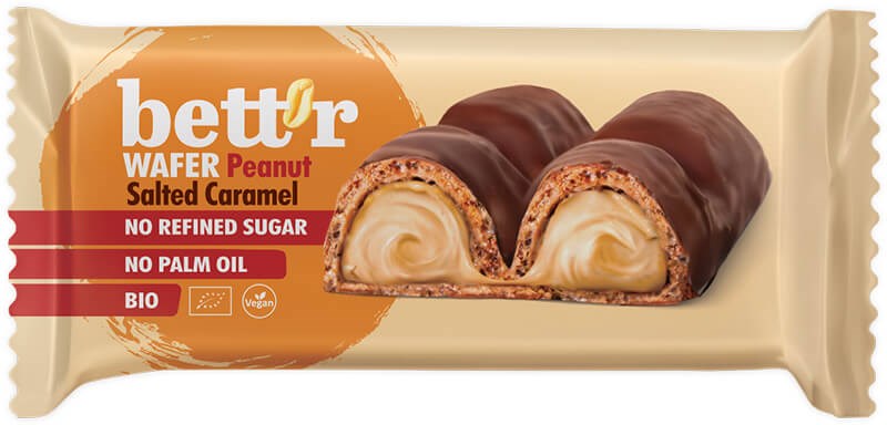 Bett´r Choklad-våffelbar, jordnöt & saltkaramell 33g