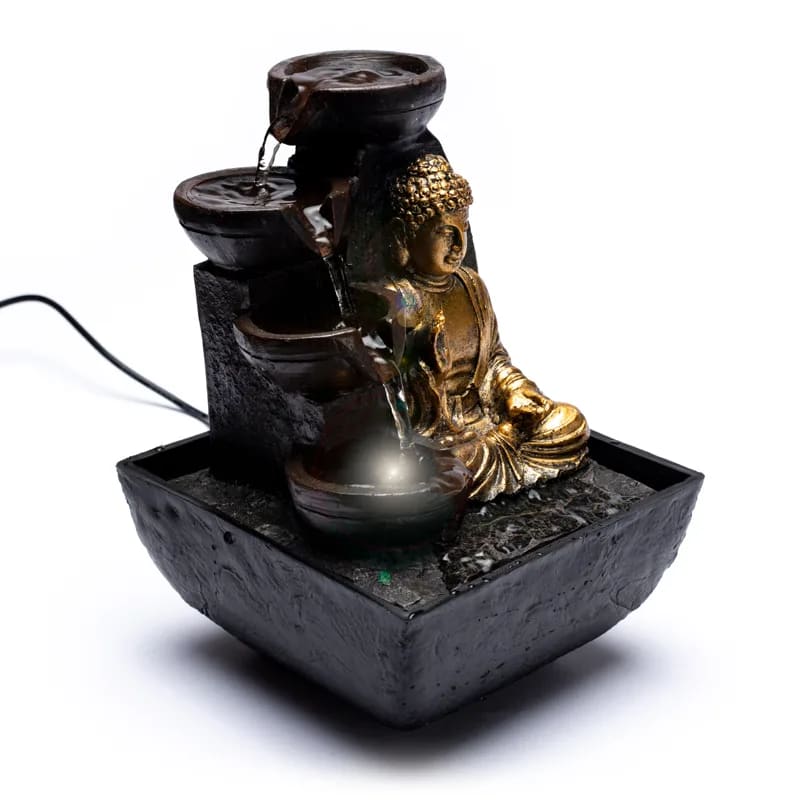 Buddha Bordfontän med LED-belysning – Feng Shui inredning