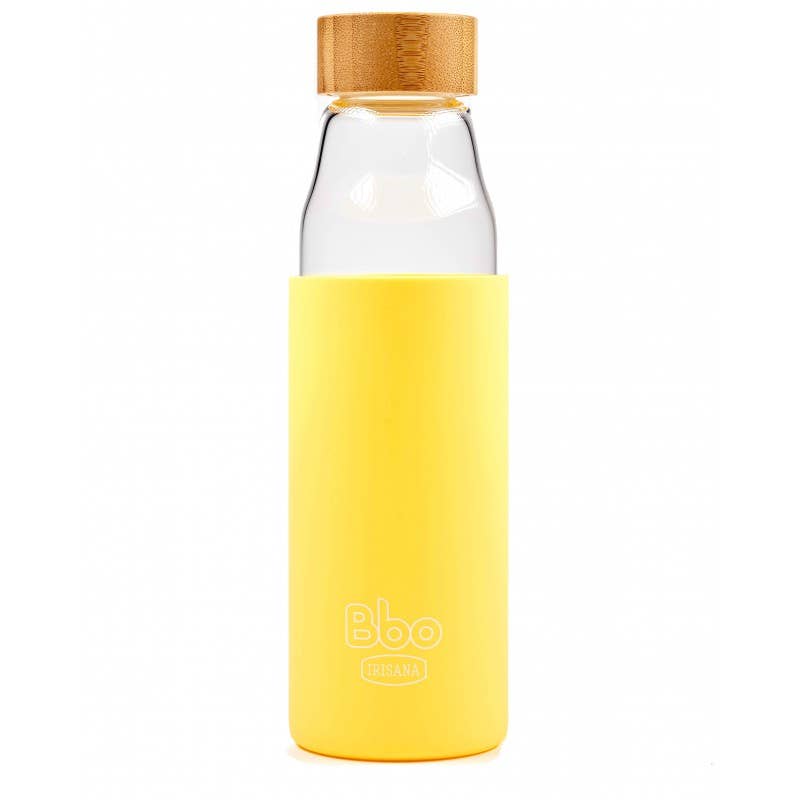 Vattenflaska i borosilikatglas 500 ml - Gul