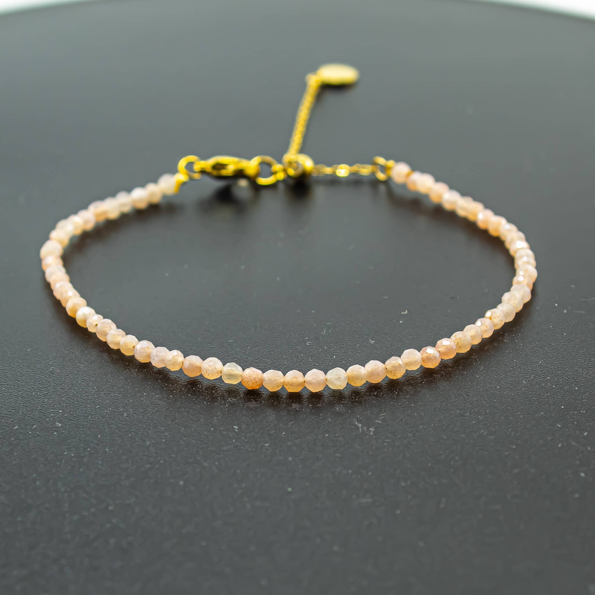 Peach Moonstone Gemstone 4mm Faceted Gemstone Bracelet