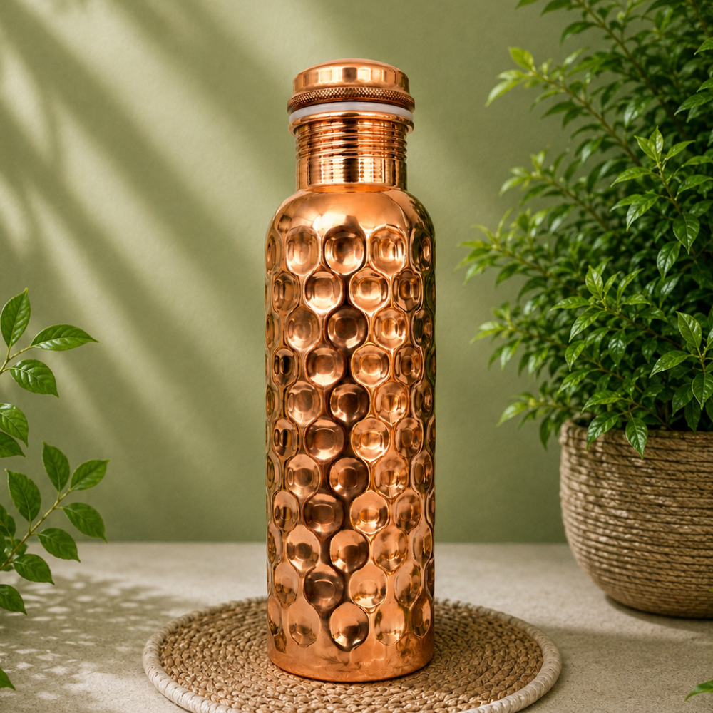 Vattenflaska i ren koppar – diamantpolerad – 950ml/335 g