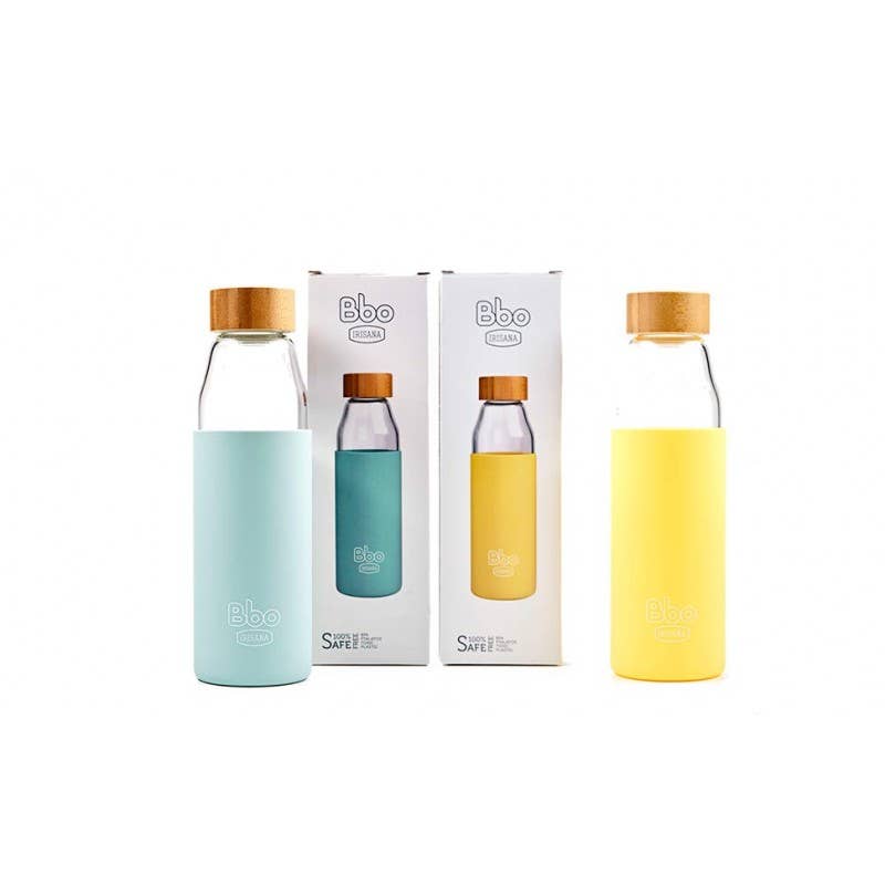 Vattenflaska i borosilikatglas 500 ml - Gul