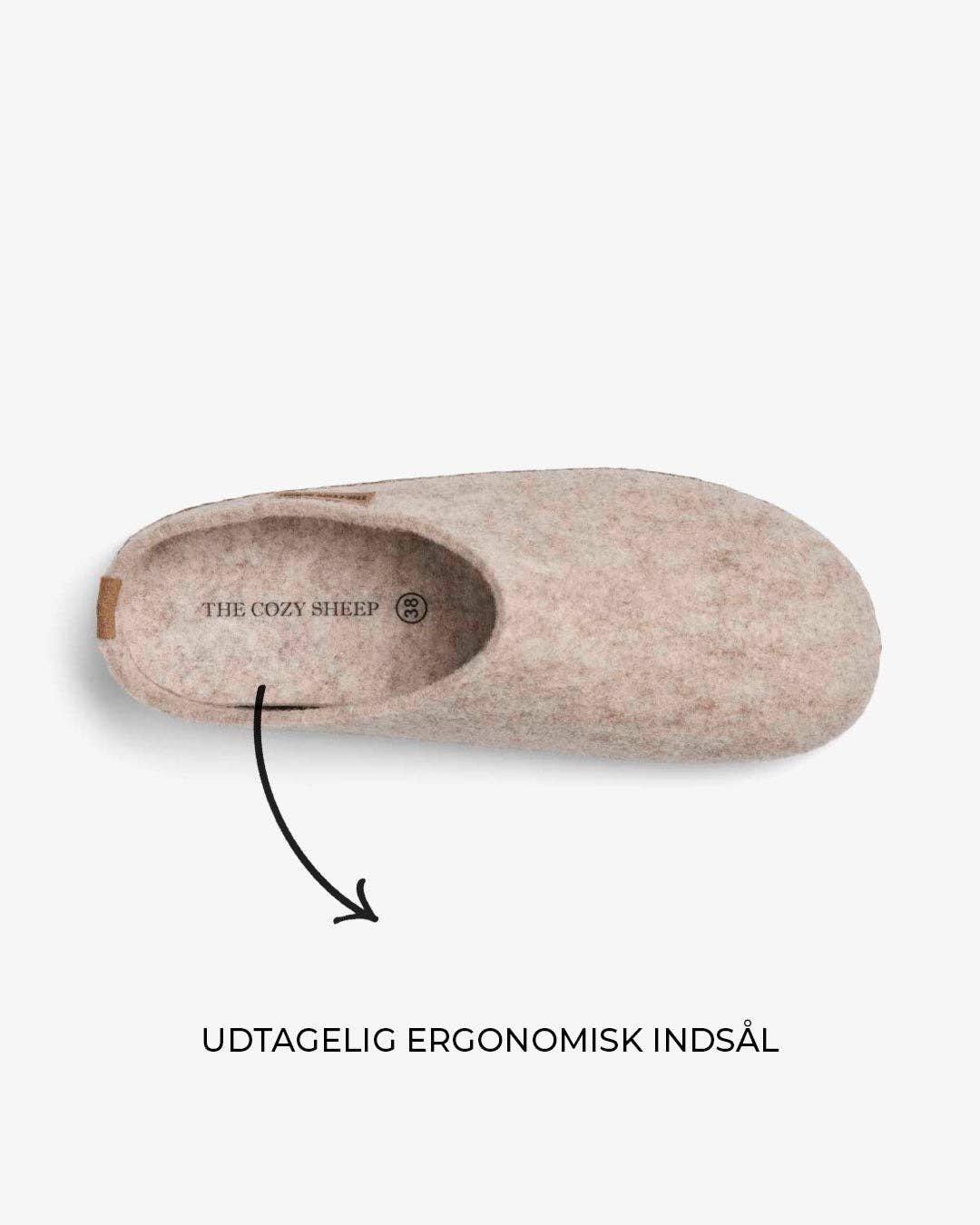 Ulltoffla - beige, lädersula