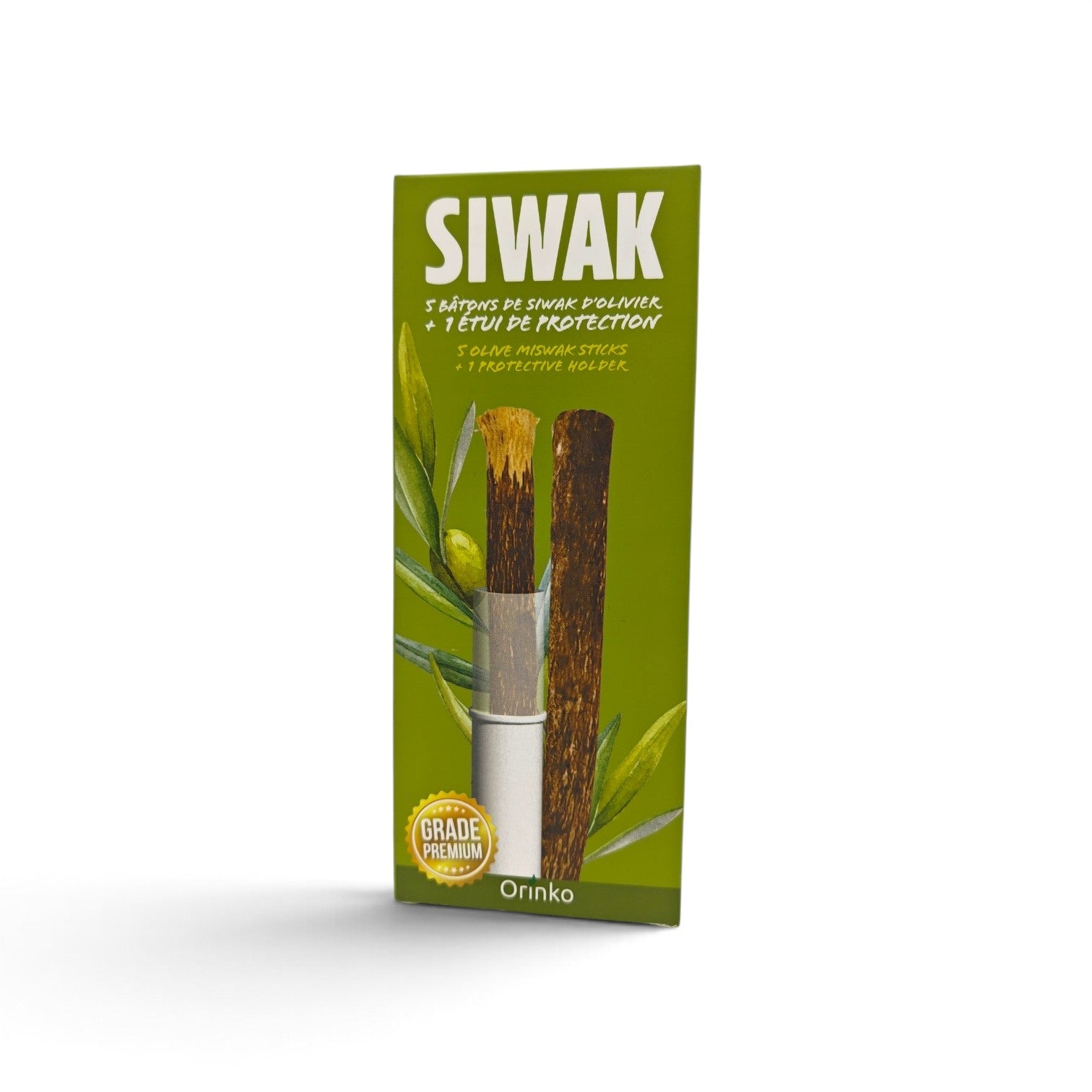 Olivmiswak-tandpetare x5 + 1 skyddsfodral