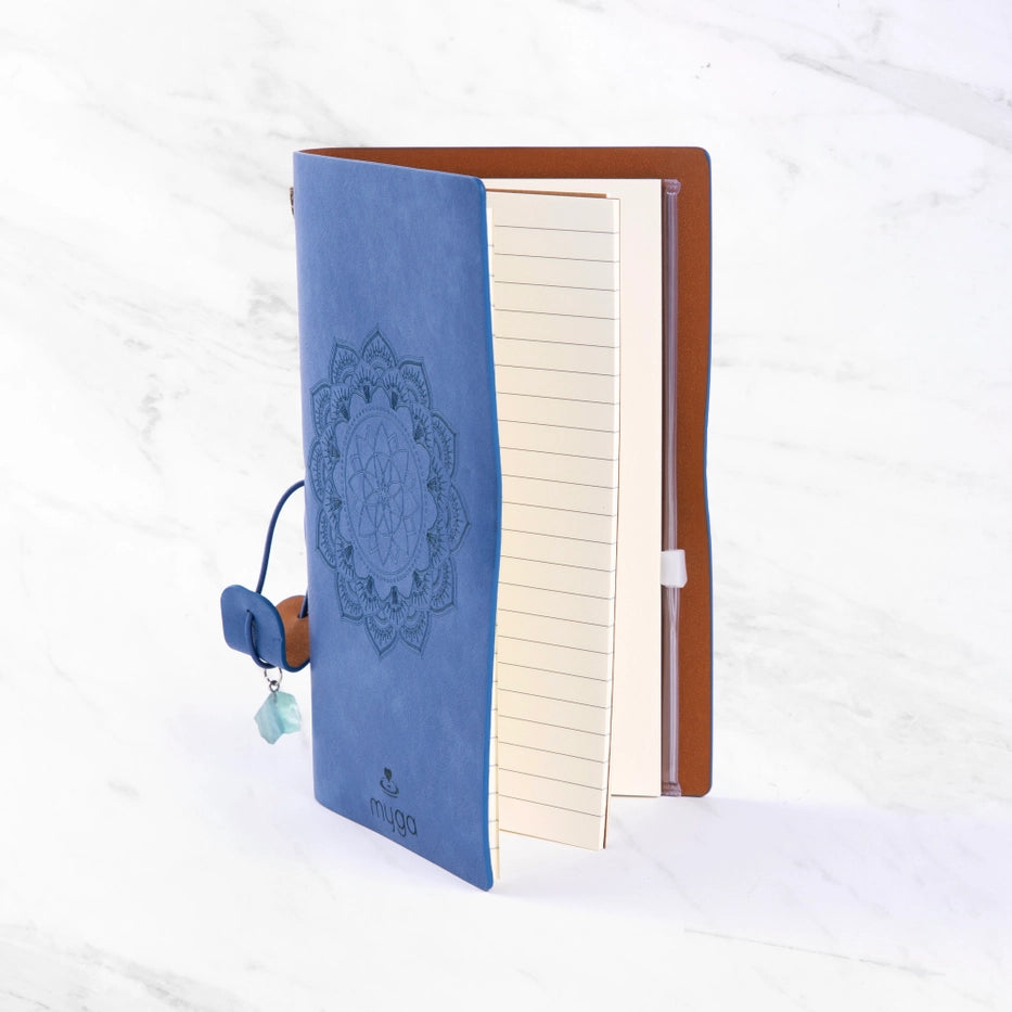 Muistikirja Magic Mandala, Blue with Fluorite