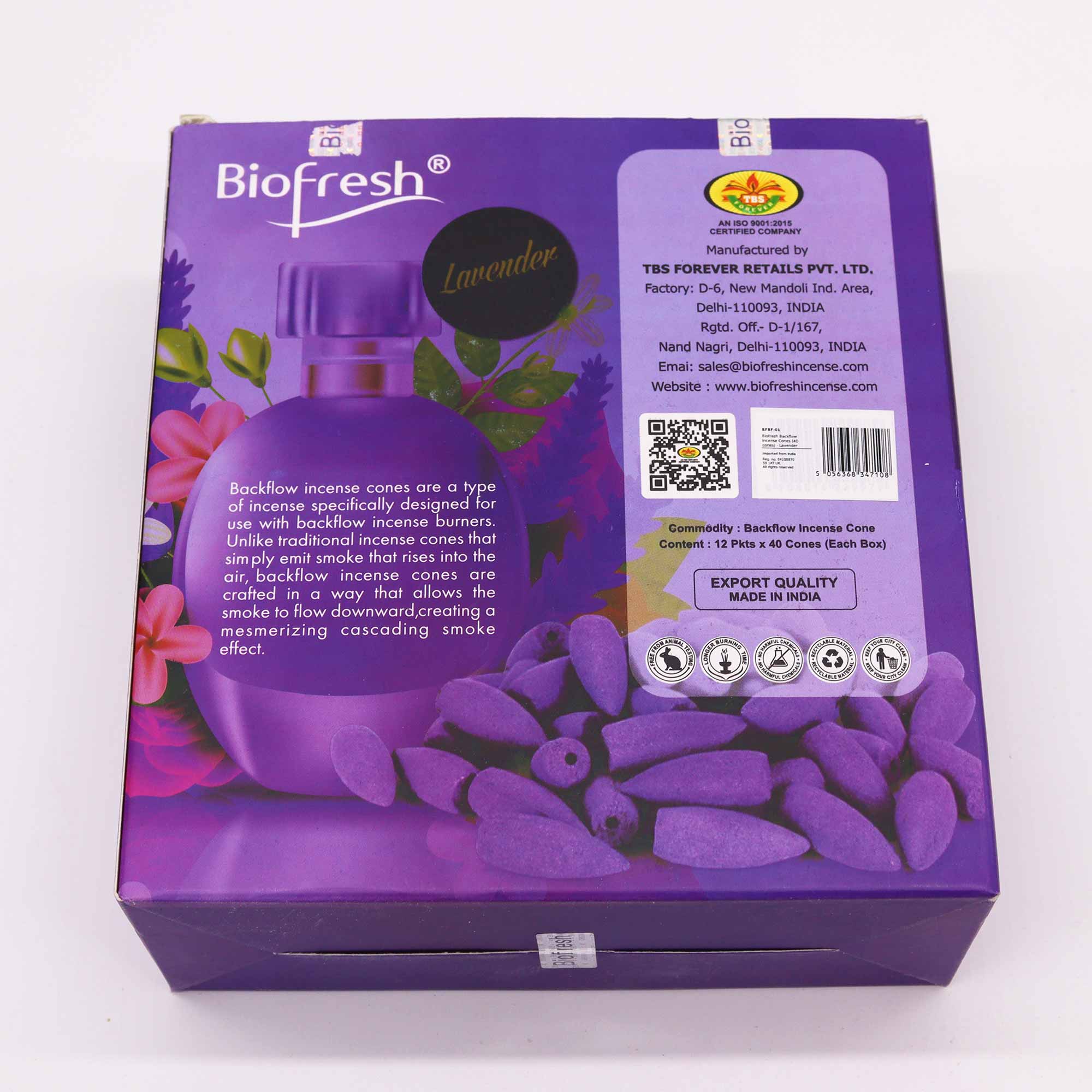 Biofresh Backflow Incense Cone Lavendel 40st.