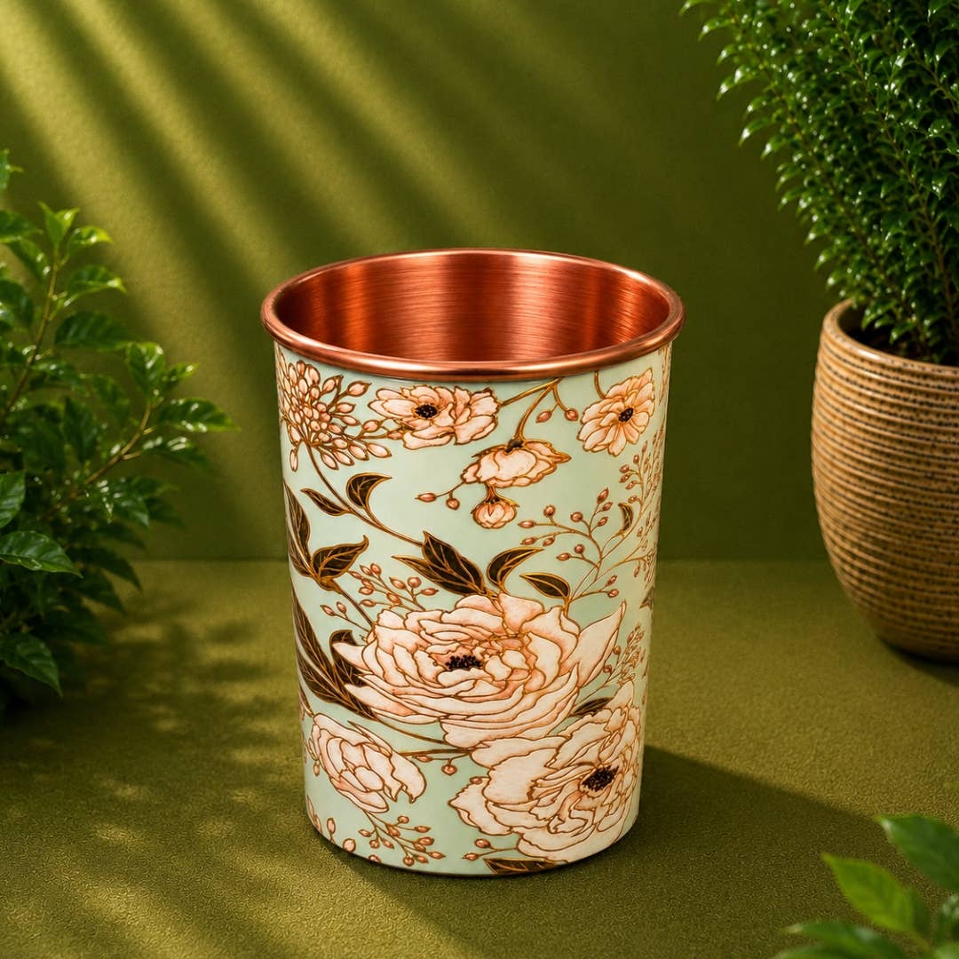Kopp i rent koppar med blommönster – 300 ml/135 g (tung