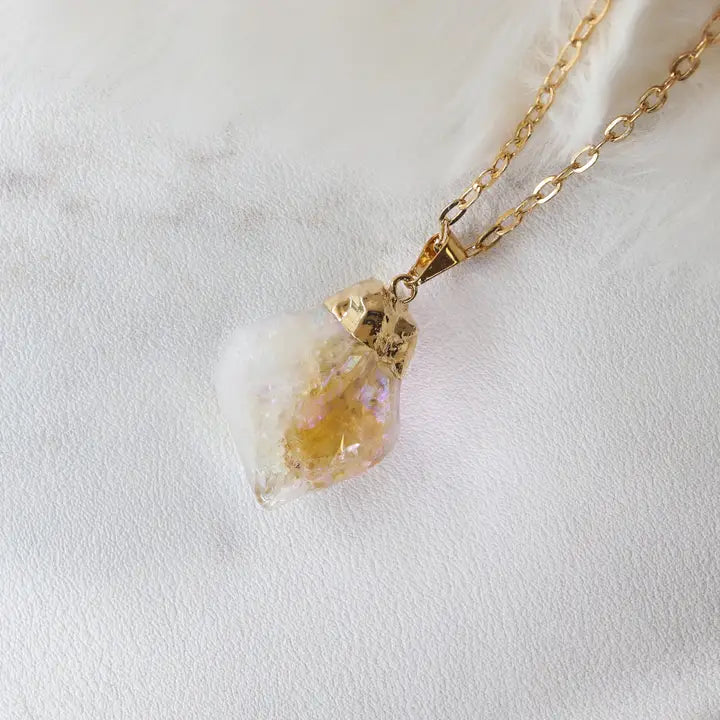 Ängel Aura citrin-hänge, förgyllt