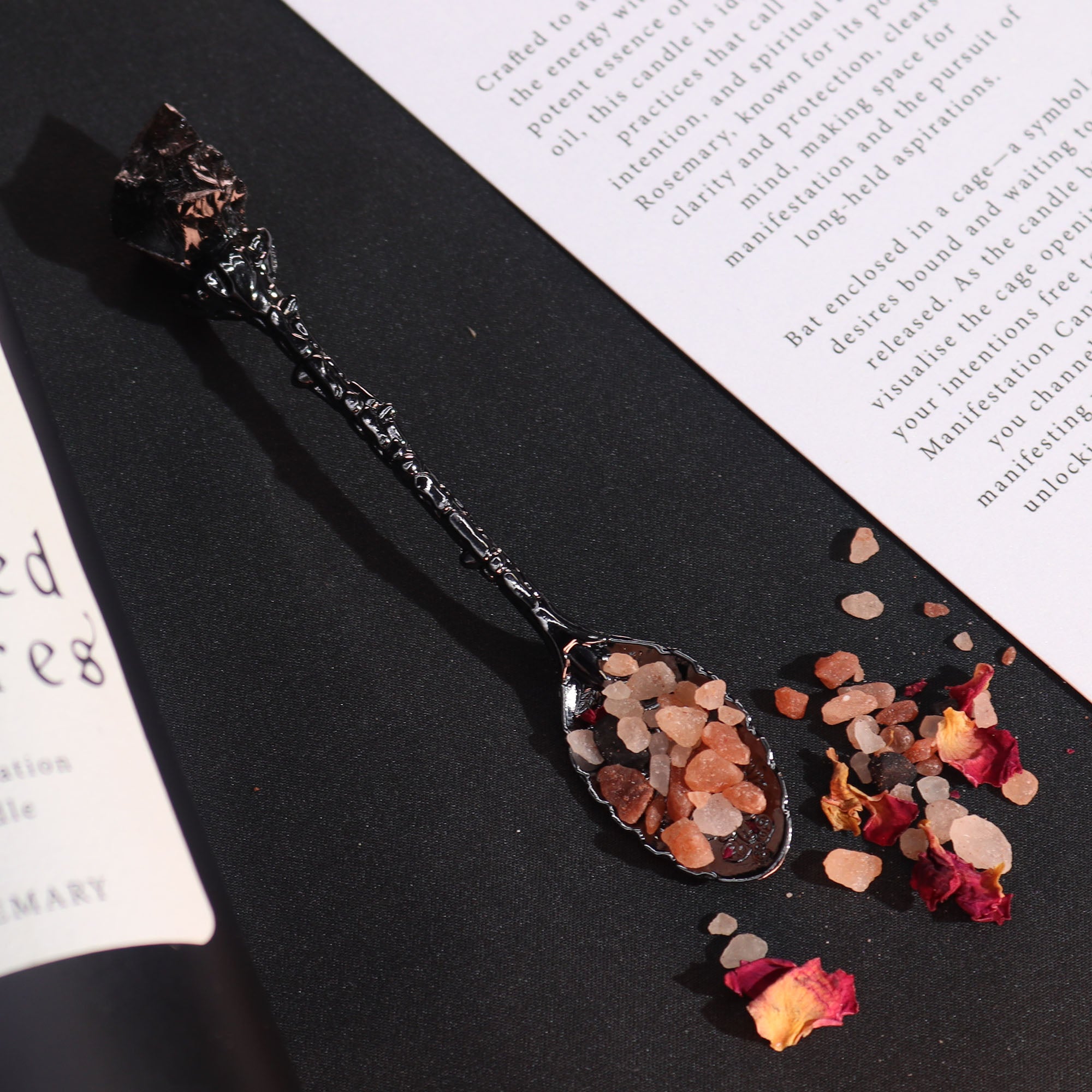 Dark Silver Gemstone Crystal Witch Spoons