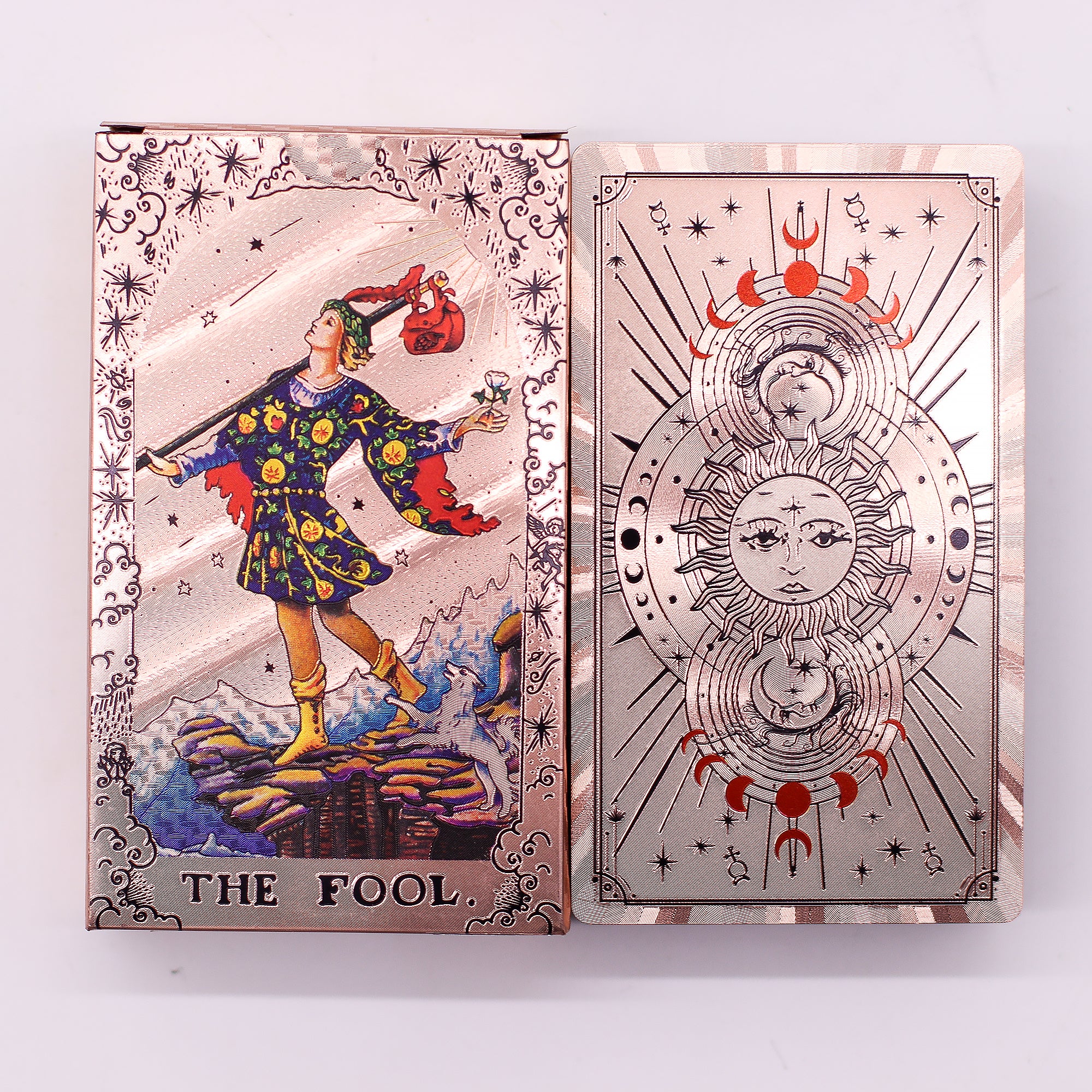 Rose Gold Foil Tarot Set - Moon Phase with Booklet