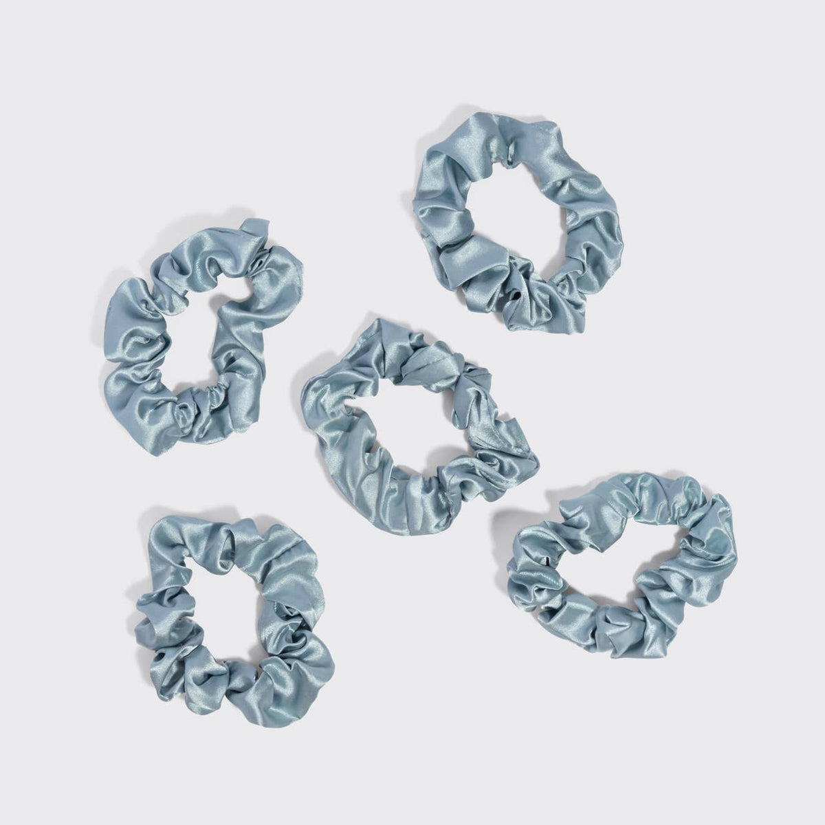Satin-scrunchies för sömn, 5-pack – disigt blå