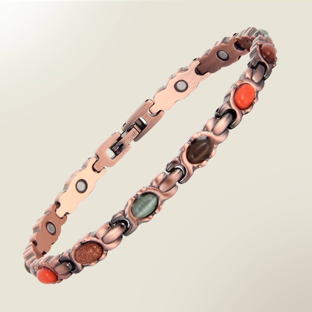 Kopparmagnetarmband med kristaller | 99,9 % koppar