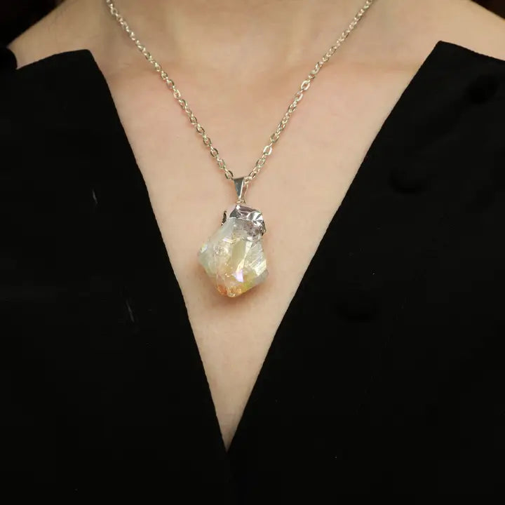 Ängel Aura citrin-hänge silverpläterat