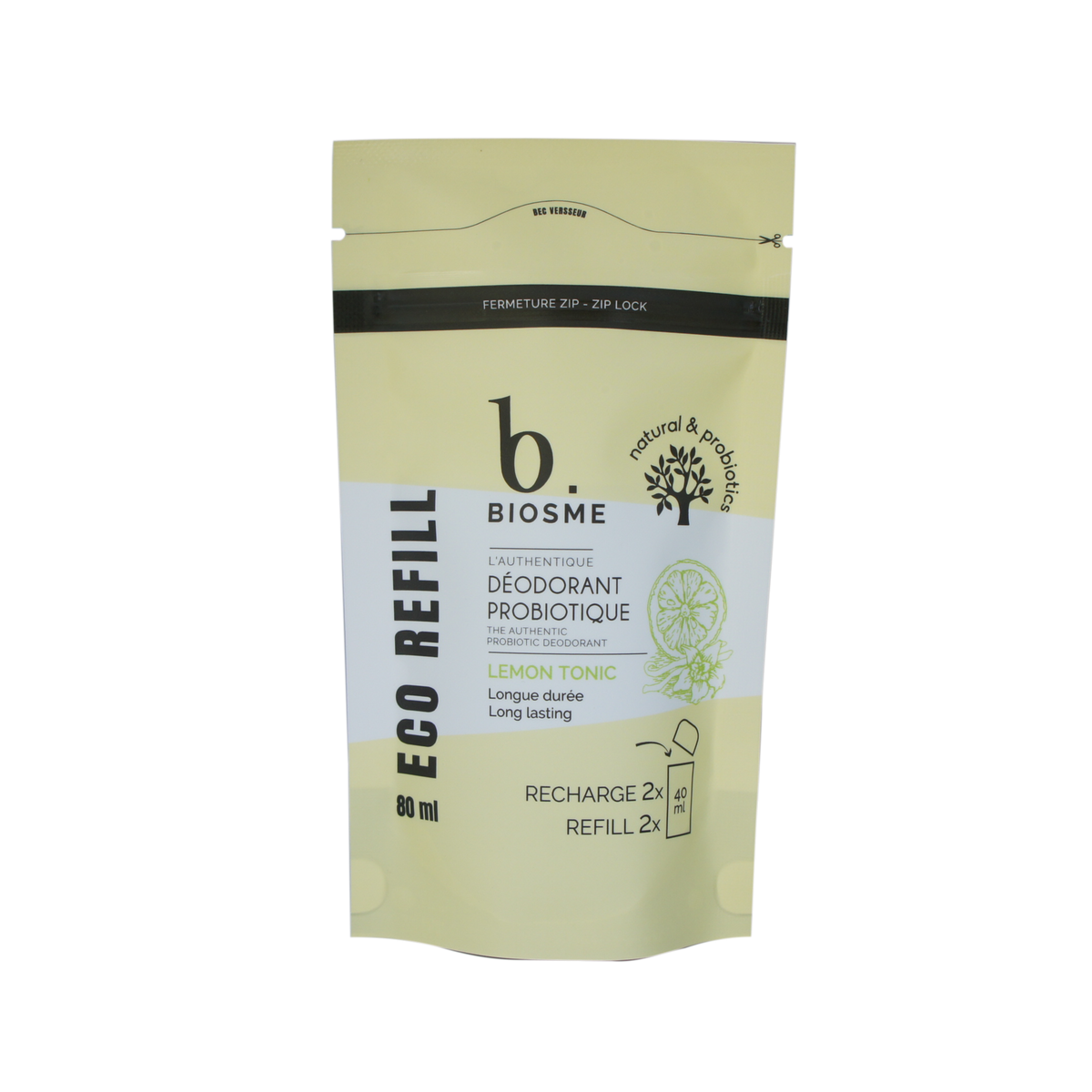 Biosme Deo Lemon Tonic refill 80ml, deodorantpåfyllning