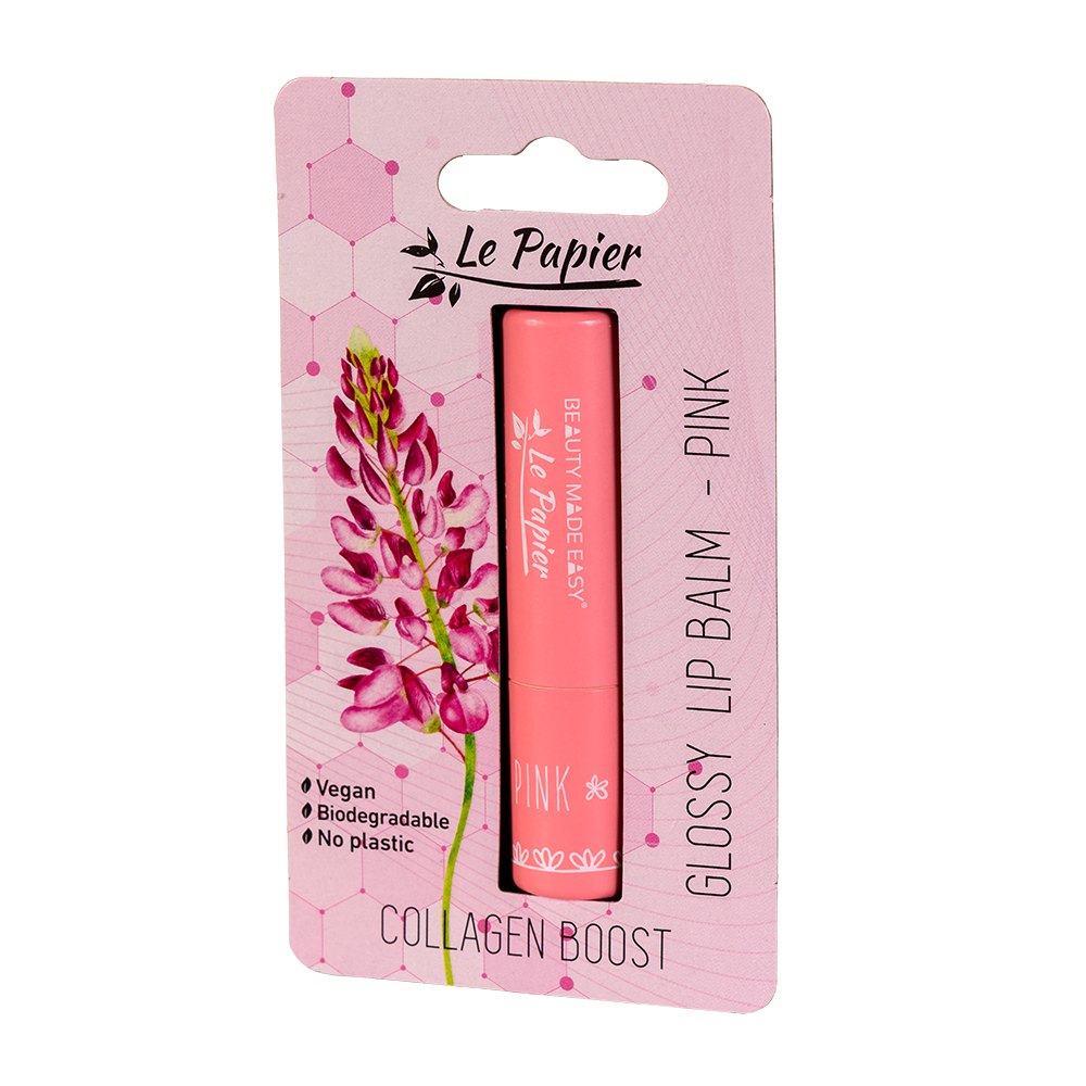 Glossy Lip Balm with plant-based Collagen - PINK