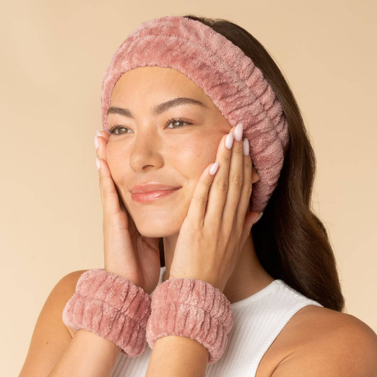 Kitsch spa-pannband och handledsband 3 delar – Terracotta