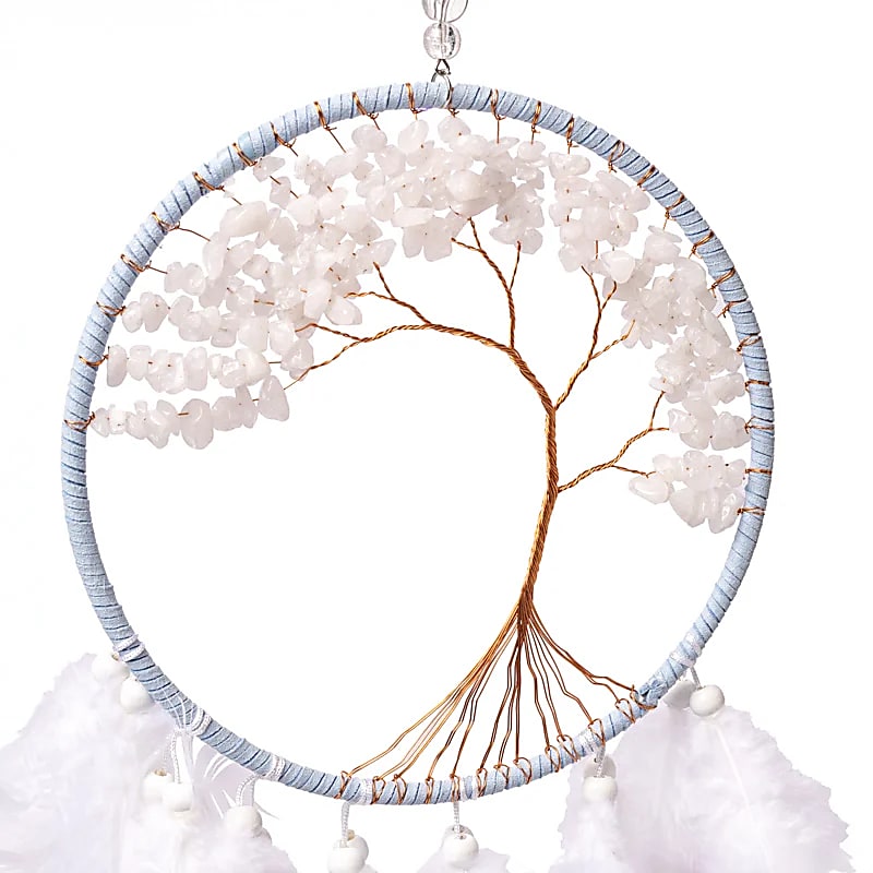 Drömfångare Livets Träd & Vit Jade – Handgjord 