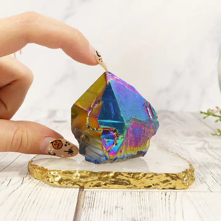 Rainbow Aura ametistkluster | 5–7,5 cm