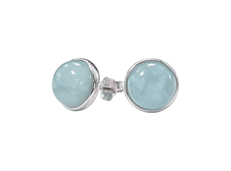 Sterlingsilverörhängen - Akvamarin AA 8 mm