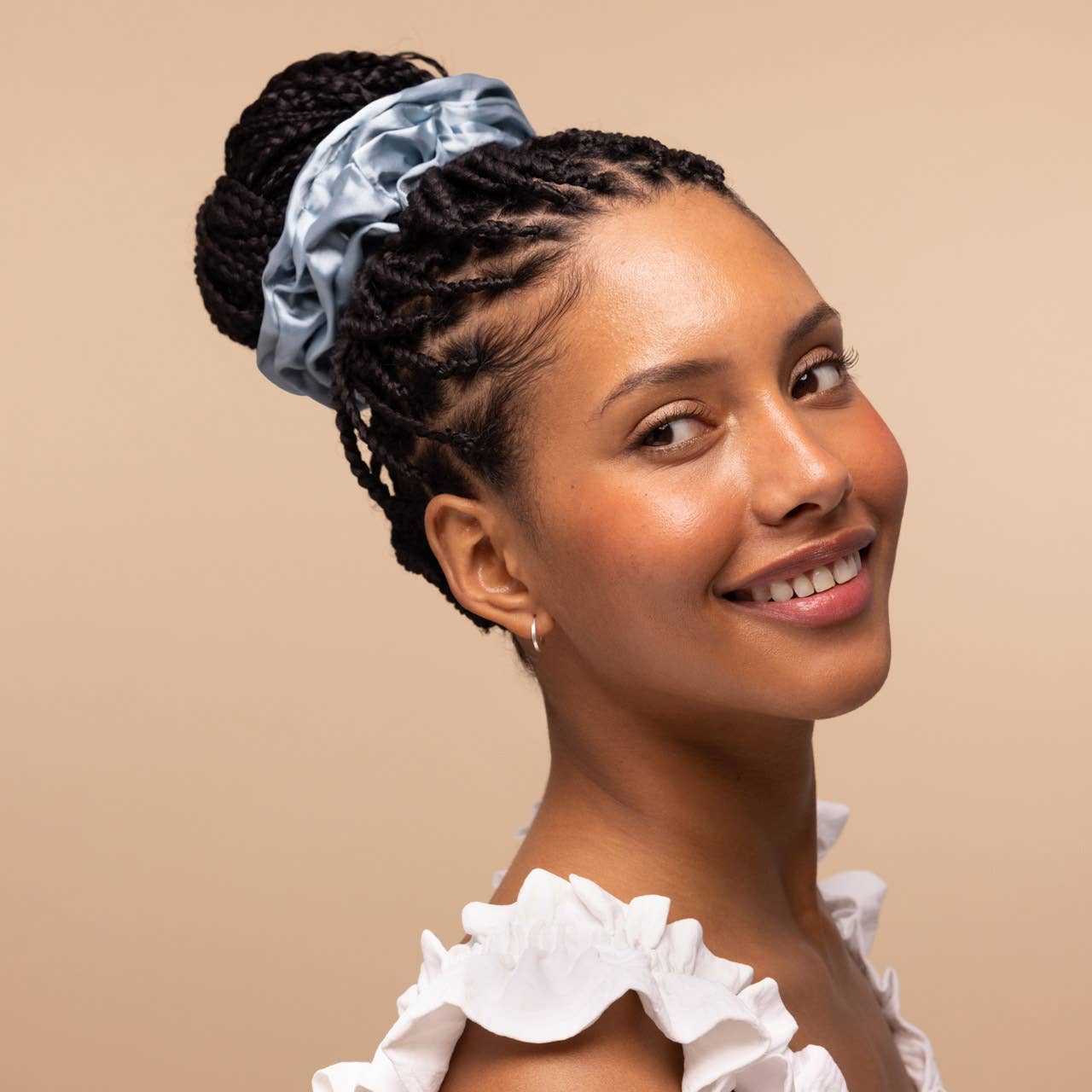 Satin-scrunchies för sömn, 5-pack – disigt blå