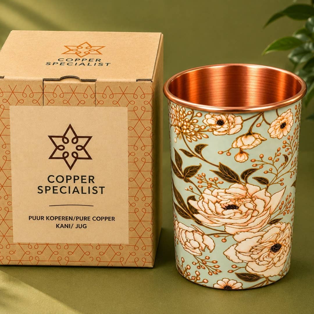 Kopp i rent koppar med blommönster – 300 ml/135 g (tung