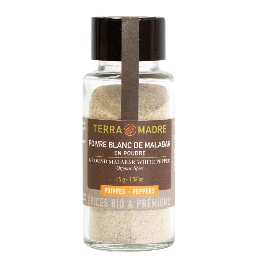 Terra Madre Malabarmalen vitpeppar 45g - Ekologisk