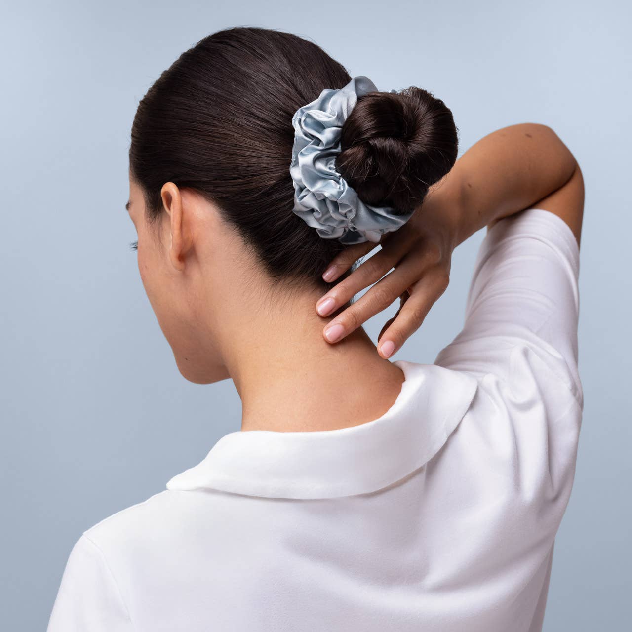Satin-scrunchies för sömn, 5-pack – disigt blå