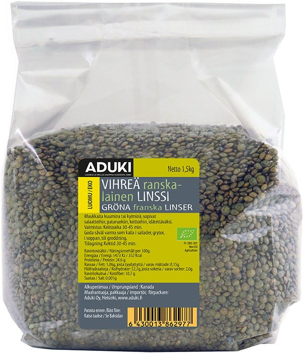 Aduki Ranskalainen Vihreä Linssi 1,5kg