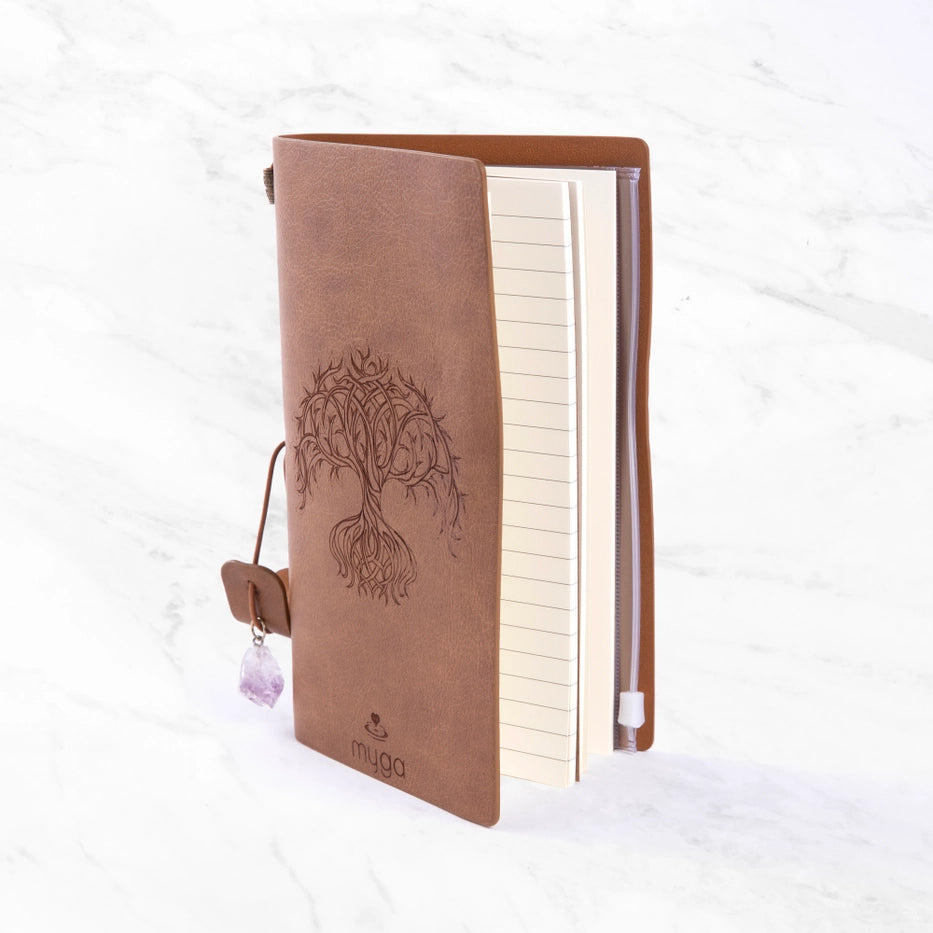 Anteckningsbok Tree of Life, Brun med Ametist