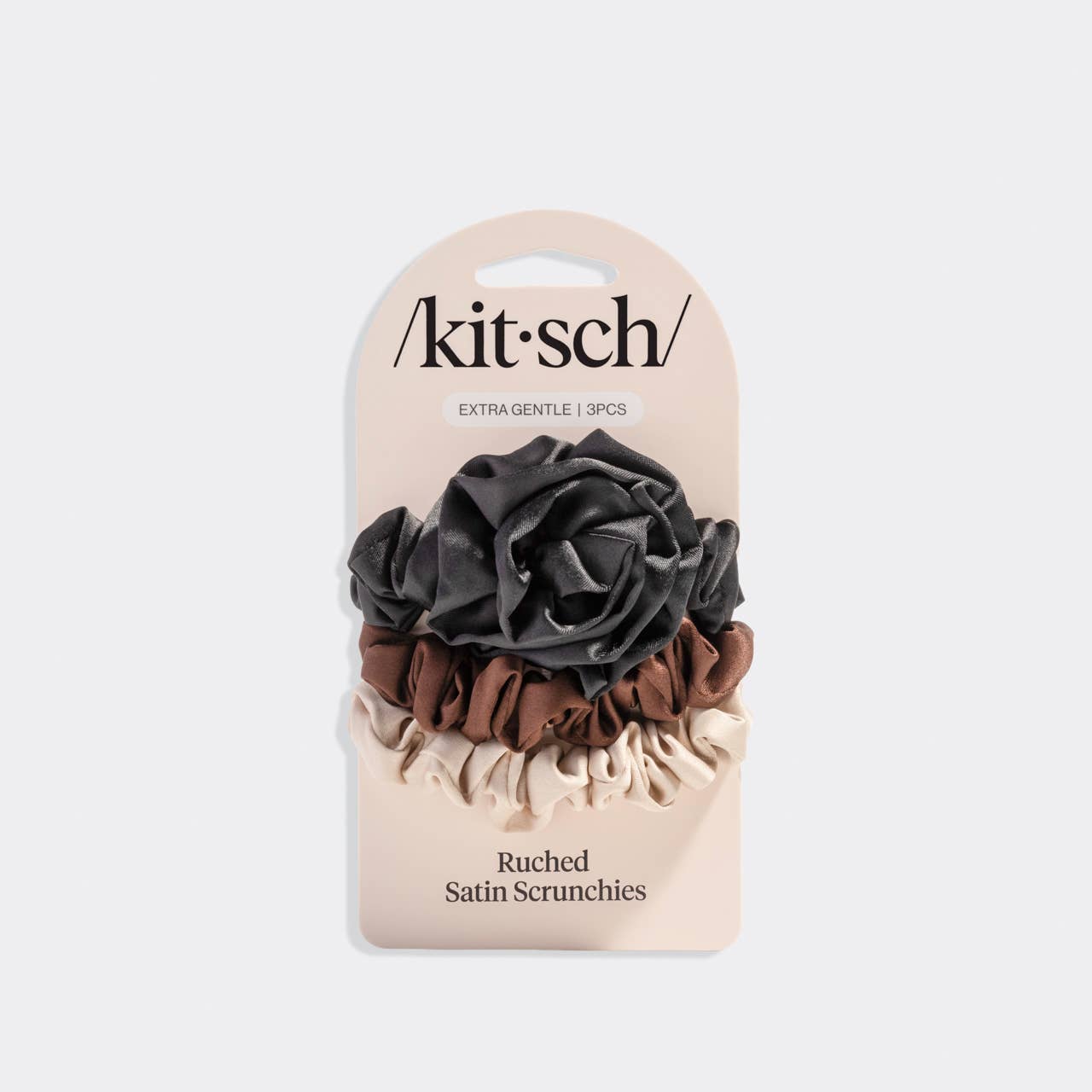 Rosett Rynkad Satin Scrunchies 3-pack - Svart