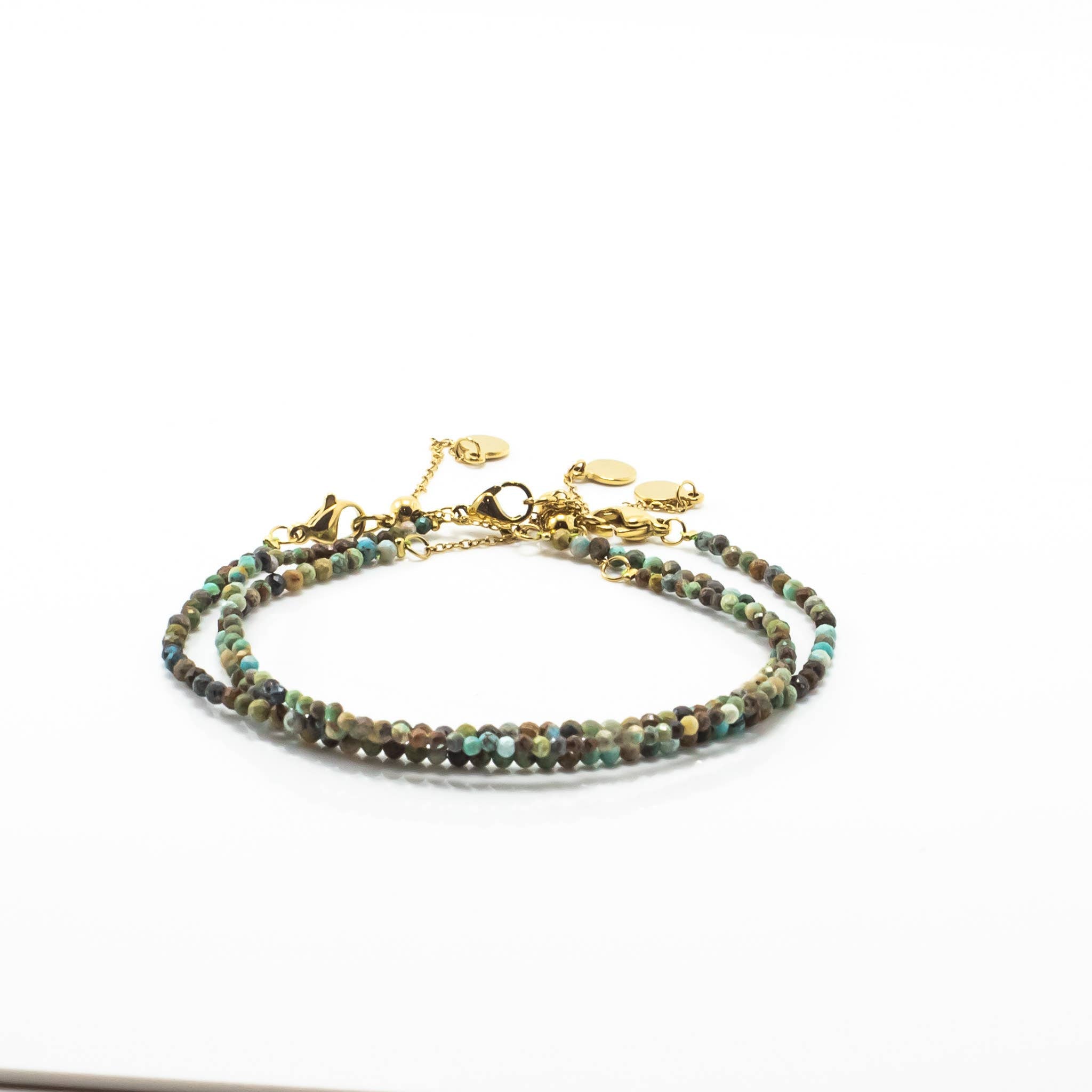 Turquoise Gemstone 4mm Faceted Gemstone Gold Bracelet