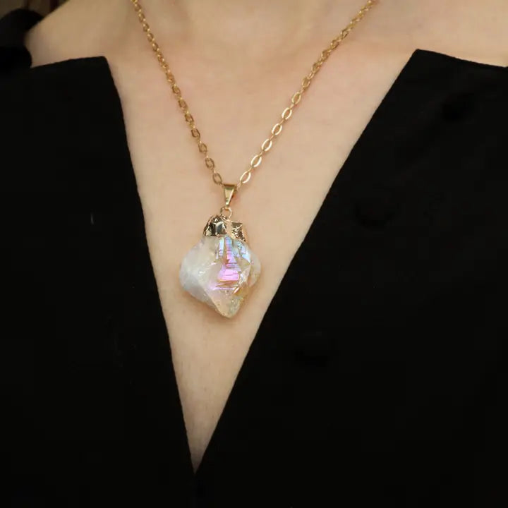 Ängel Aura citrin-hänge, förgyllt