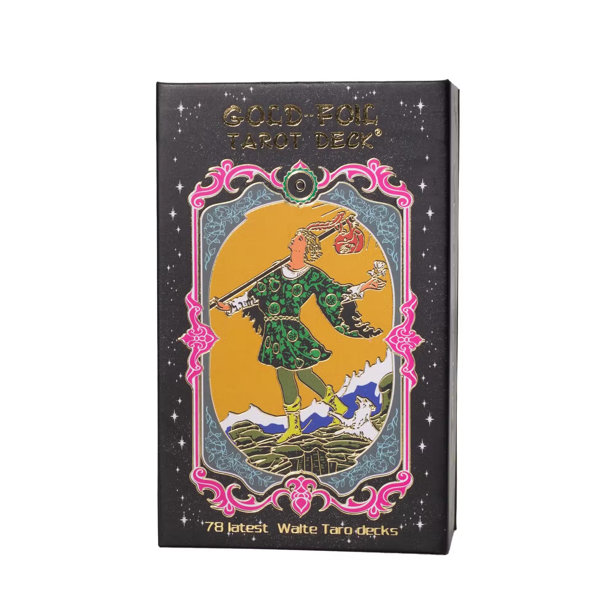 Tarotkortlek med guldfolie – med häfte