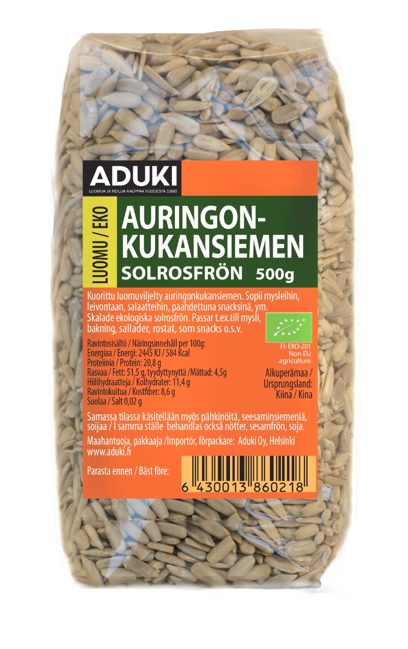 Ekologiska solrosfrön 500g – ECOteekki