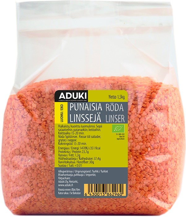 Aduki Punainen linssi, halkaistu 1,5kg