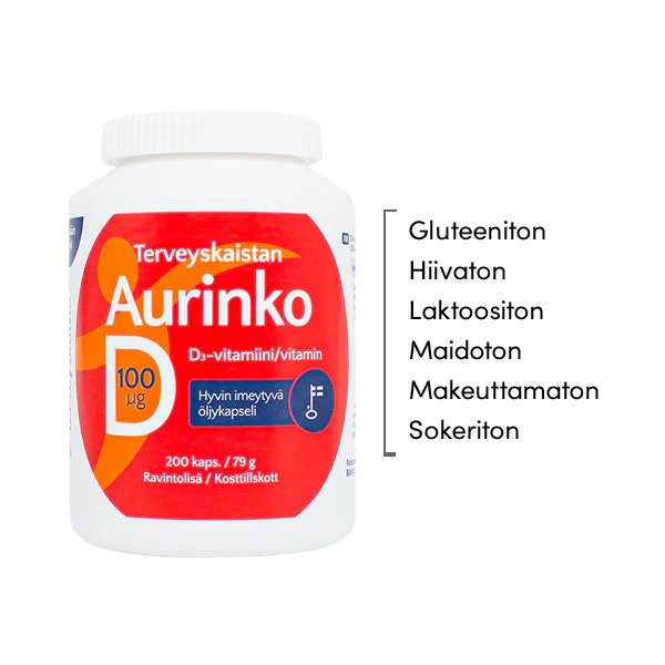 Aurinko D vitamin 100 µg 200 kaps