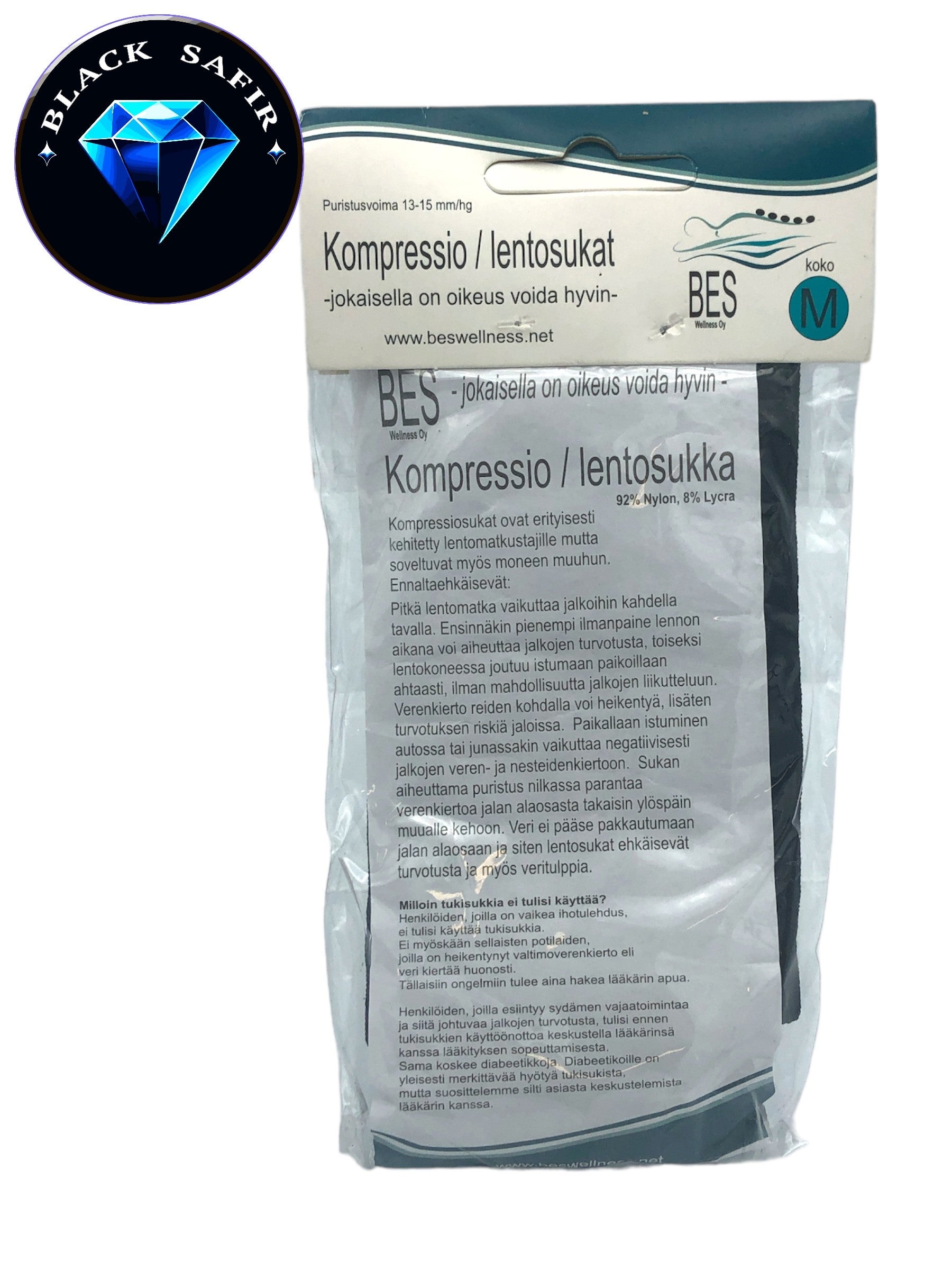 LENTOSUKKA musta koko L Black Safir