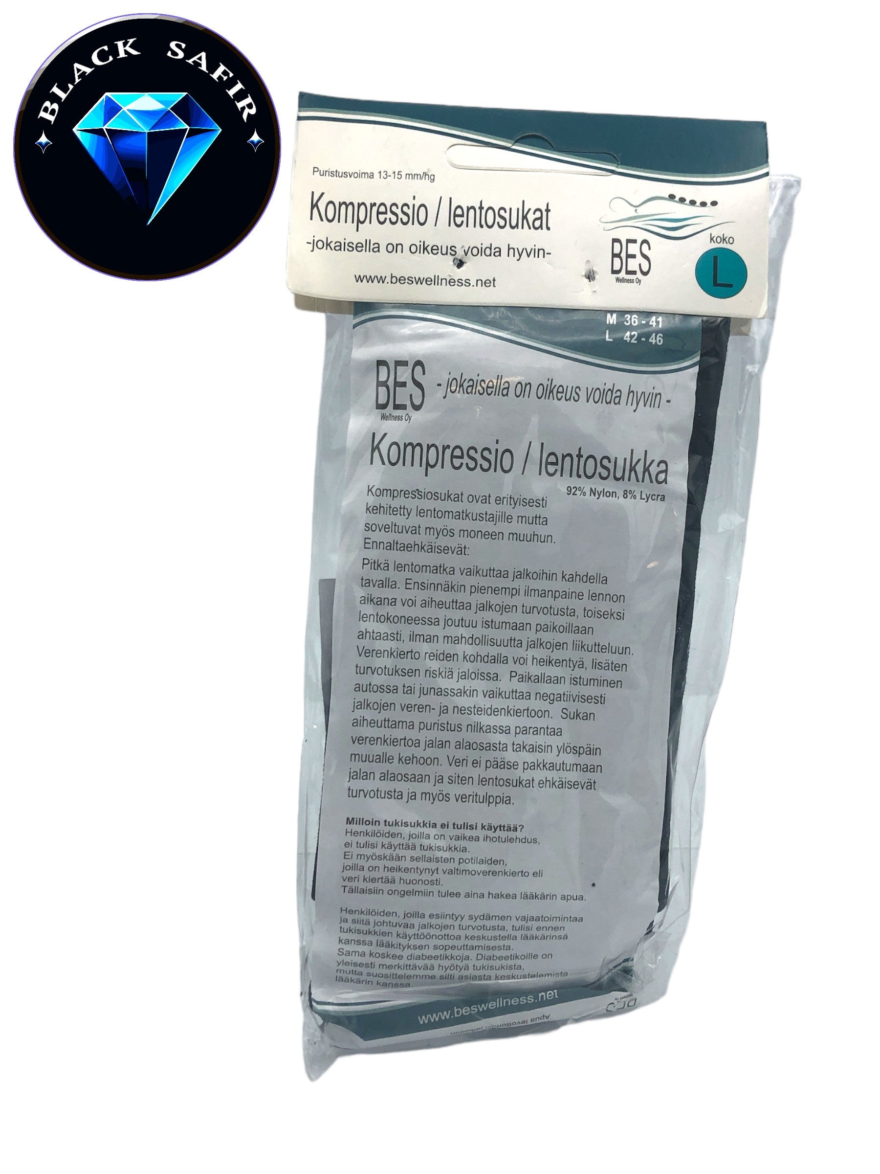 LENTOSUKKA musta koko L Black Safir